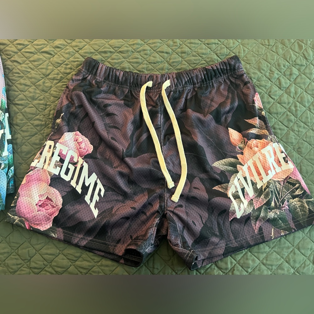 Darc Sport Black Floral Athletic Shorts